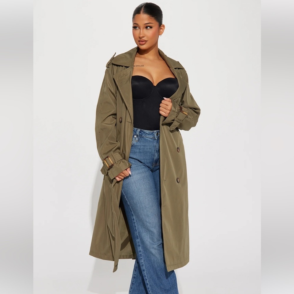 Fashion Nova Olive Green Trench Coat
